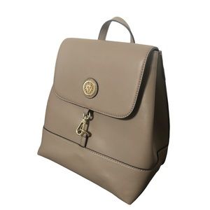 Anne Klein Grey Taupe Gold Hardware Backpack